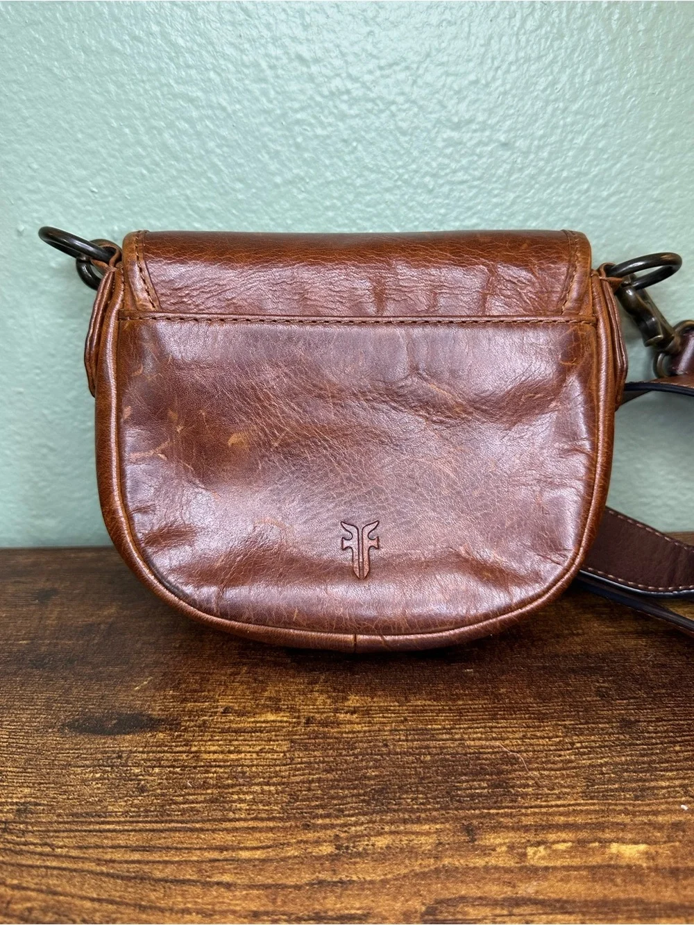 Frye Brown Genuine Leather Mini Crossbody Saddle Bag | Soft Leather